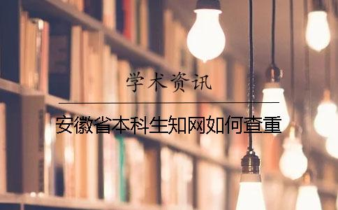 安徽省本科生知網如何查重